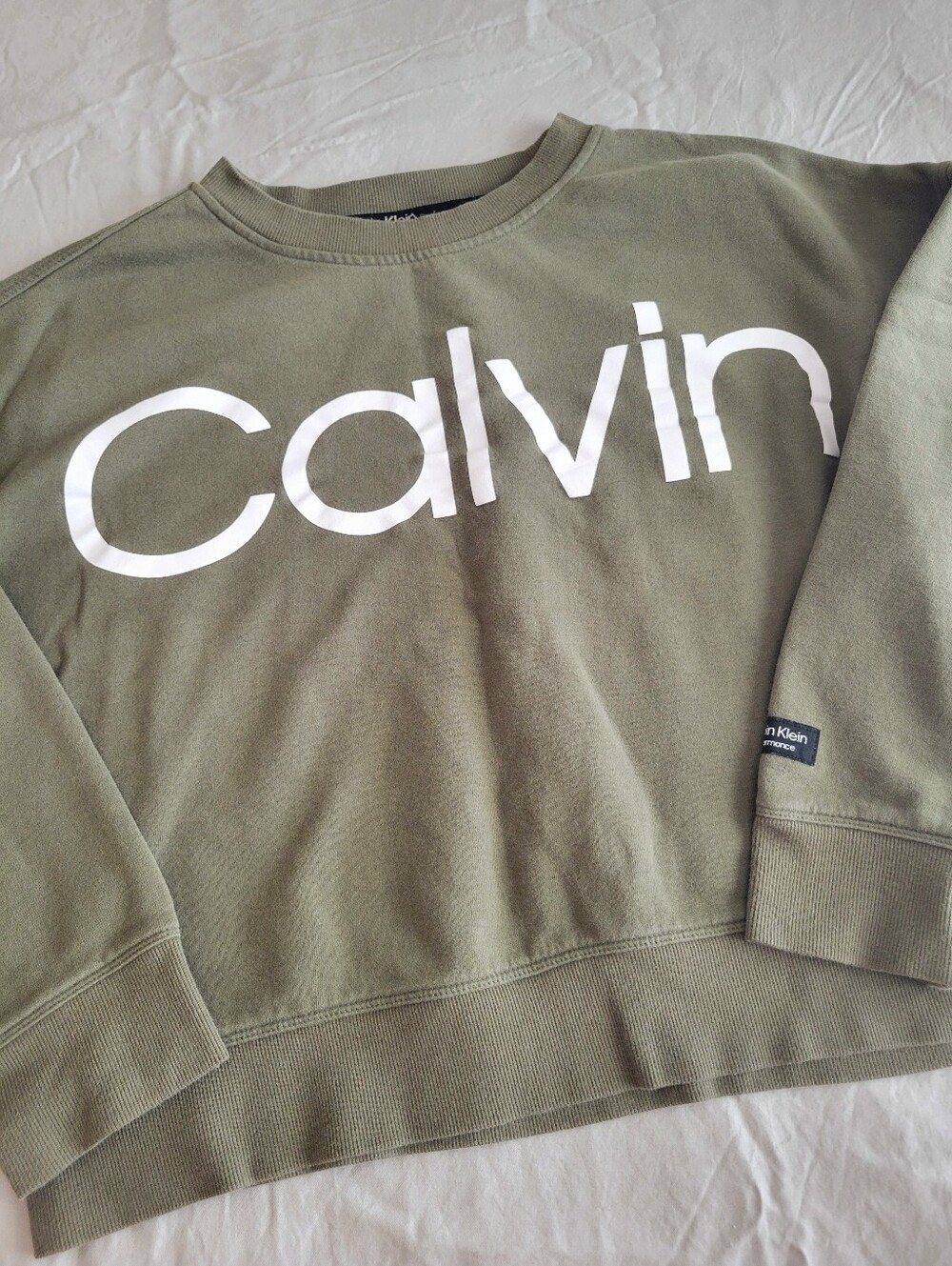 Calvin Klein performance crewneck olive sweatshirt